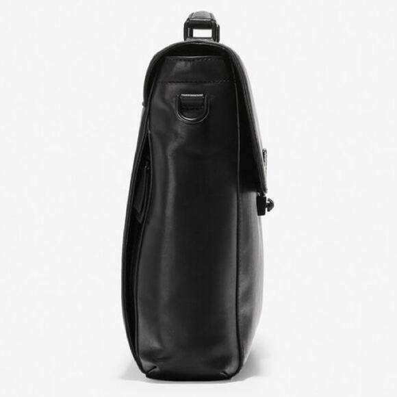 COLE HAAN Black Leather Warner Briefcase Travel Bag Zipper Pocket Laptop Case - Picture 16 of 16